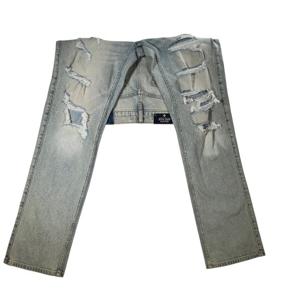 Hollister Men's Epic Flex Slim Straight Distressed Light Wash Jeans Size W31XL32 - Picture 2 of 5